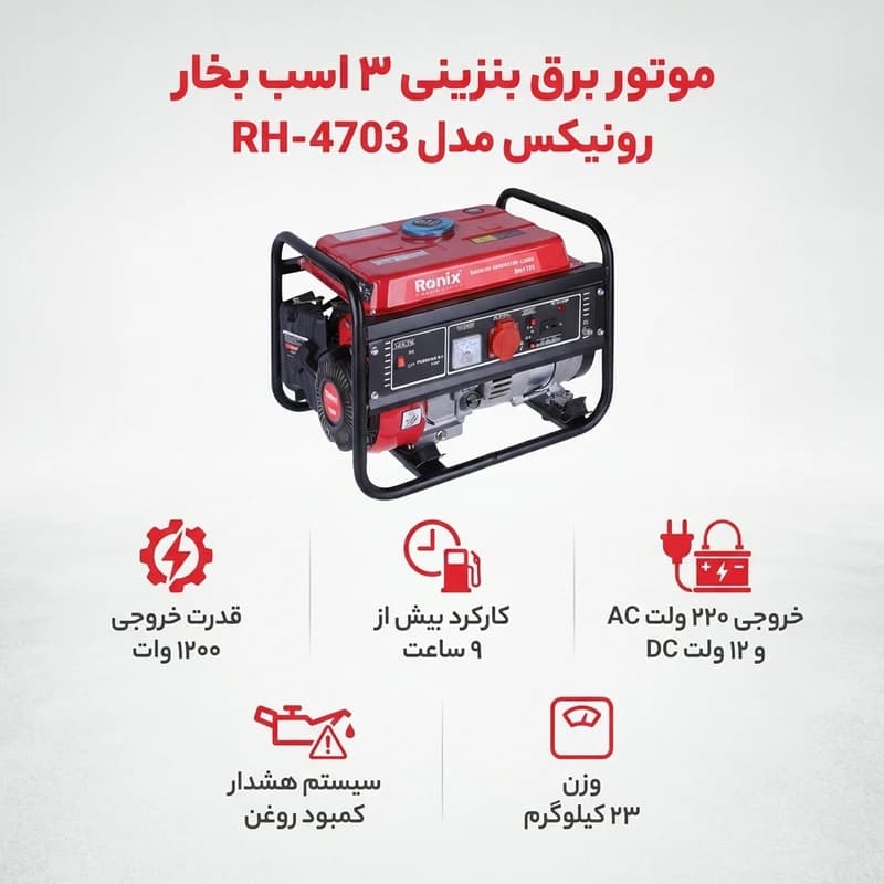 ژنراتور بنزینی رونیکس مدل RH-4703 — تصویر ۶
