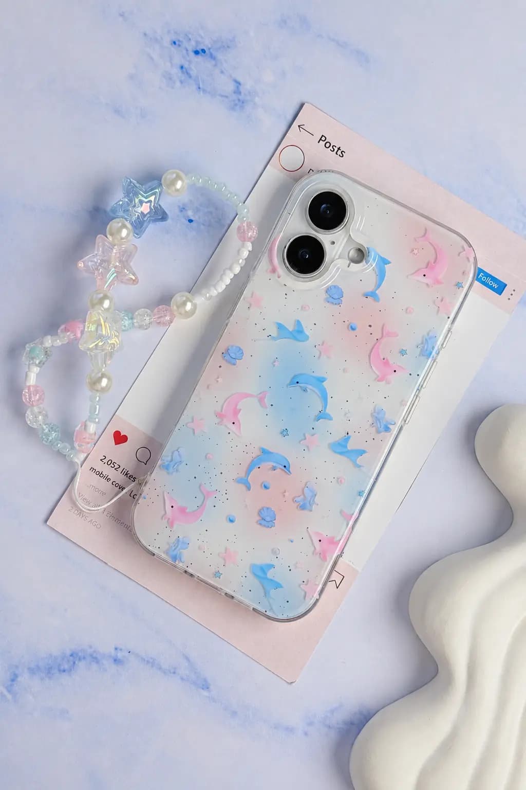قاب Pastel Star Dolphin با آویز — تصویر ۴