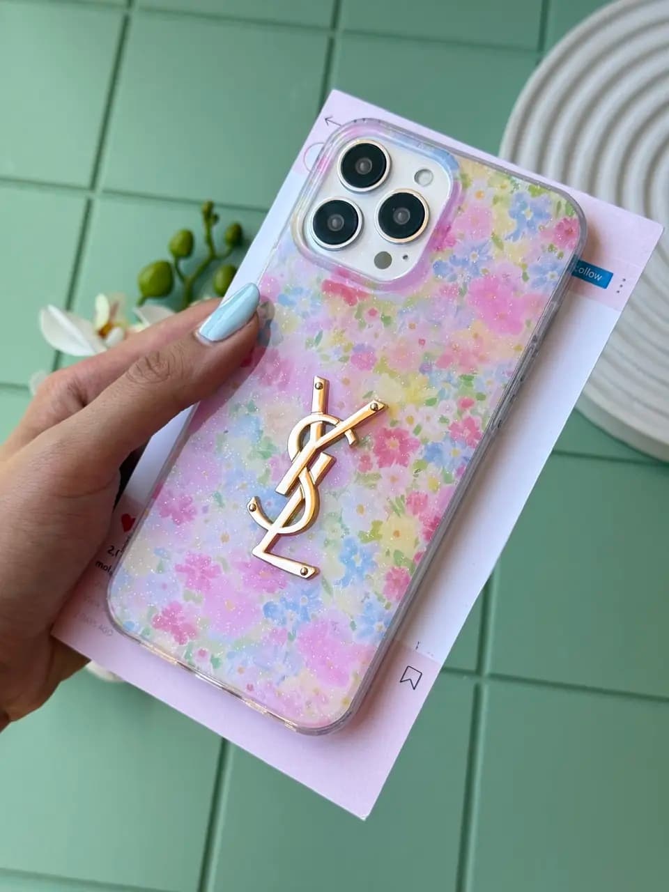 قاب آیفون YSL Pink Garden