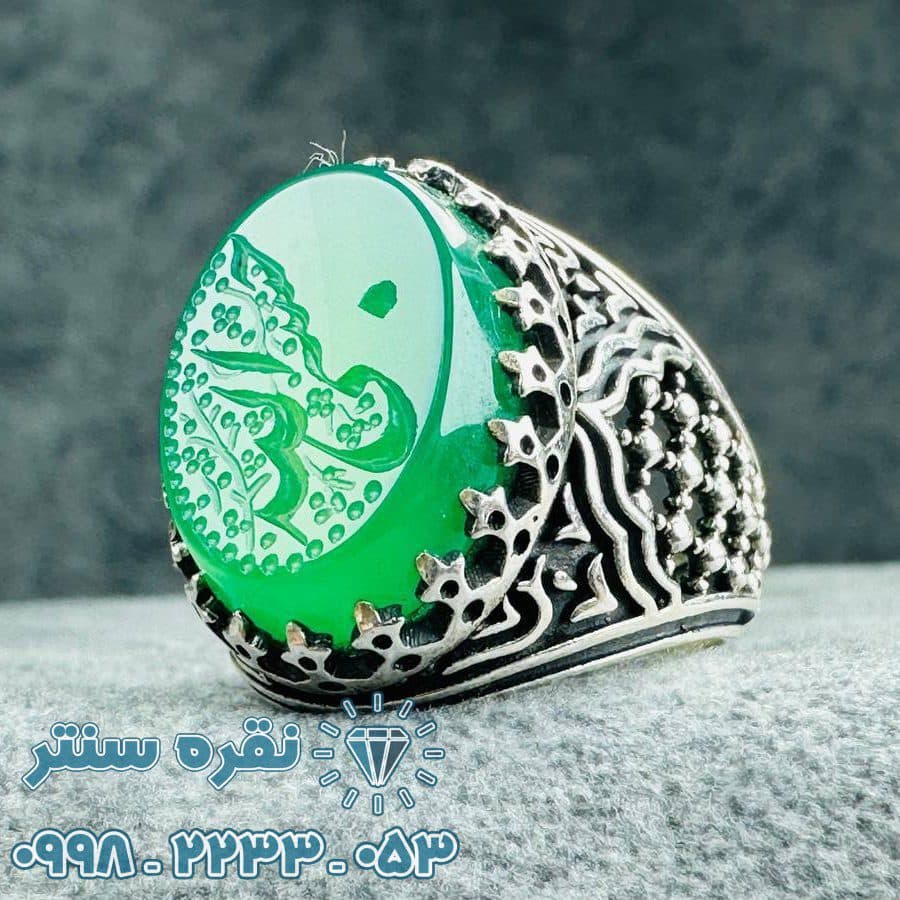 انگشتر عقیق سبز خطی — تصویر ۱۱