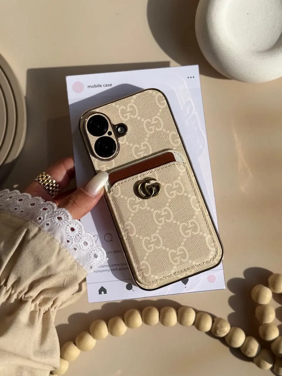 قاب آیفون Gucci GG جاکارتی — تصویر ۹