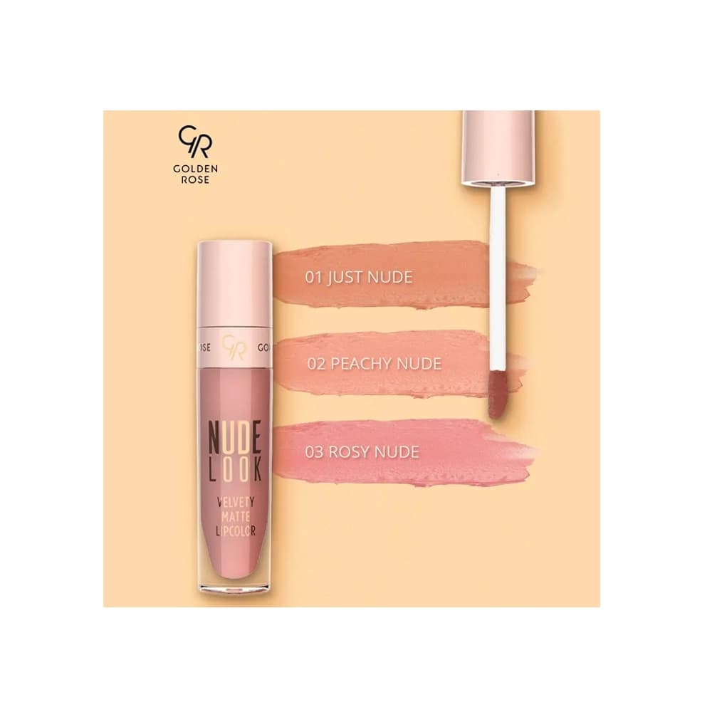 رژ لب مایع NUDE LOOK مدل Velvety Matte گلدن رز — تصویر ۴