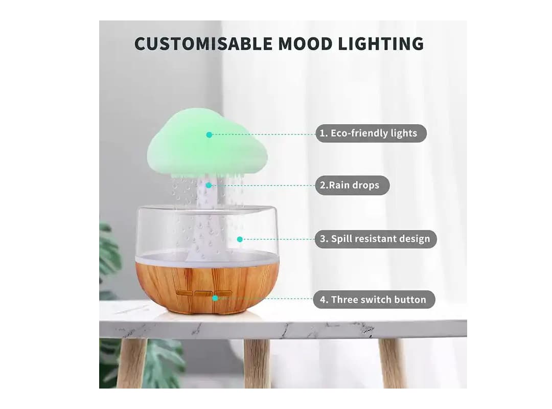 چراغ خواب و بخور سردمدل Cloud Rain Humidifier — تصویر ۳