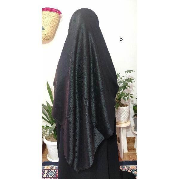 روسری ژاکارد ابریشم مشکی قواره 140 — تصویر ۳