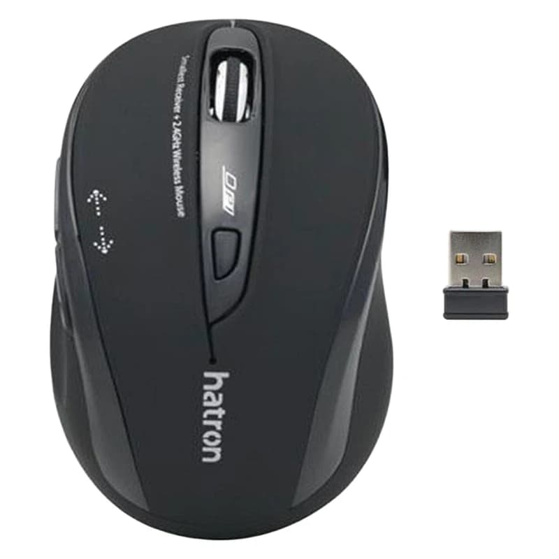 ماوس بی‌سیم هترون مدل HMW120SL با حسگر اپتیکال، دارای 6 کلید، دارای قابلیت Auto power، رابط دانگل USB، باتری آلکالاین قلمی، دقت 1600 DPI، فرکانس 2.4 گیگاهرتز