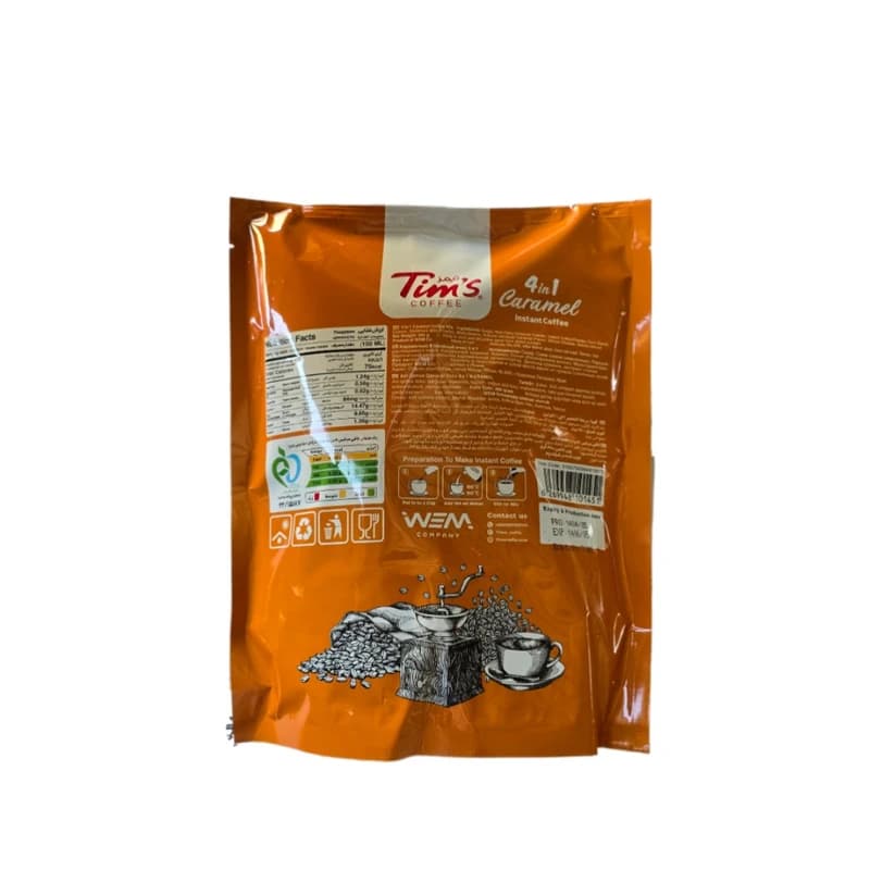 کافی میکس 4 در 1 با طعم کارامل تیمز – 18 گرم بسته 20 عددی — تصویر ۴