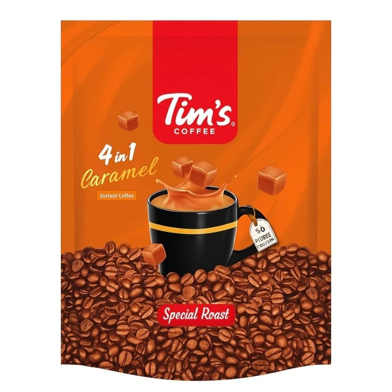 کافی میکس 4 در 1 با طعم کارامل تیمز – 18 گرم بسته 20 عددی