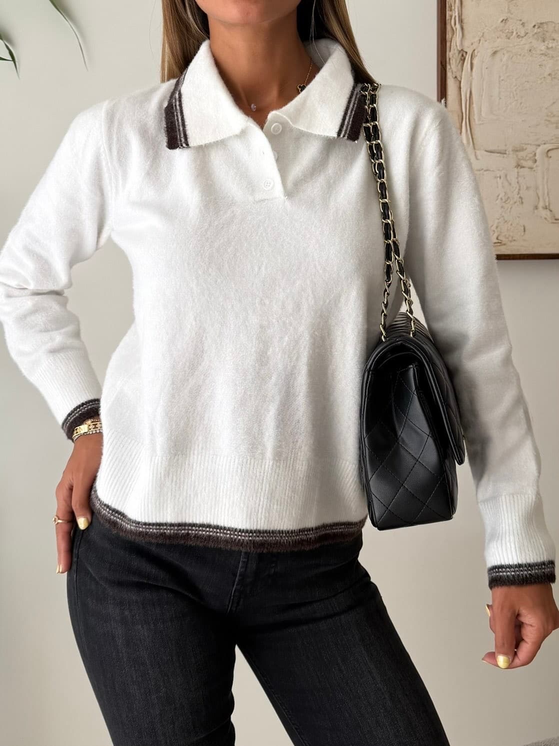 Heritage Polo Knit- Snow Mocha — تصویر ۳