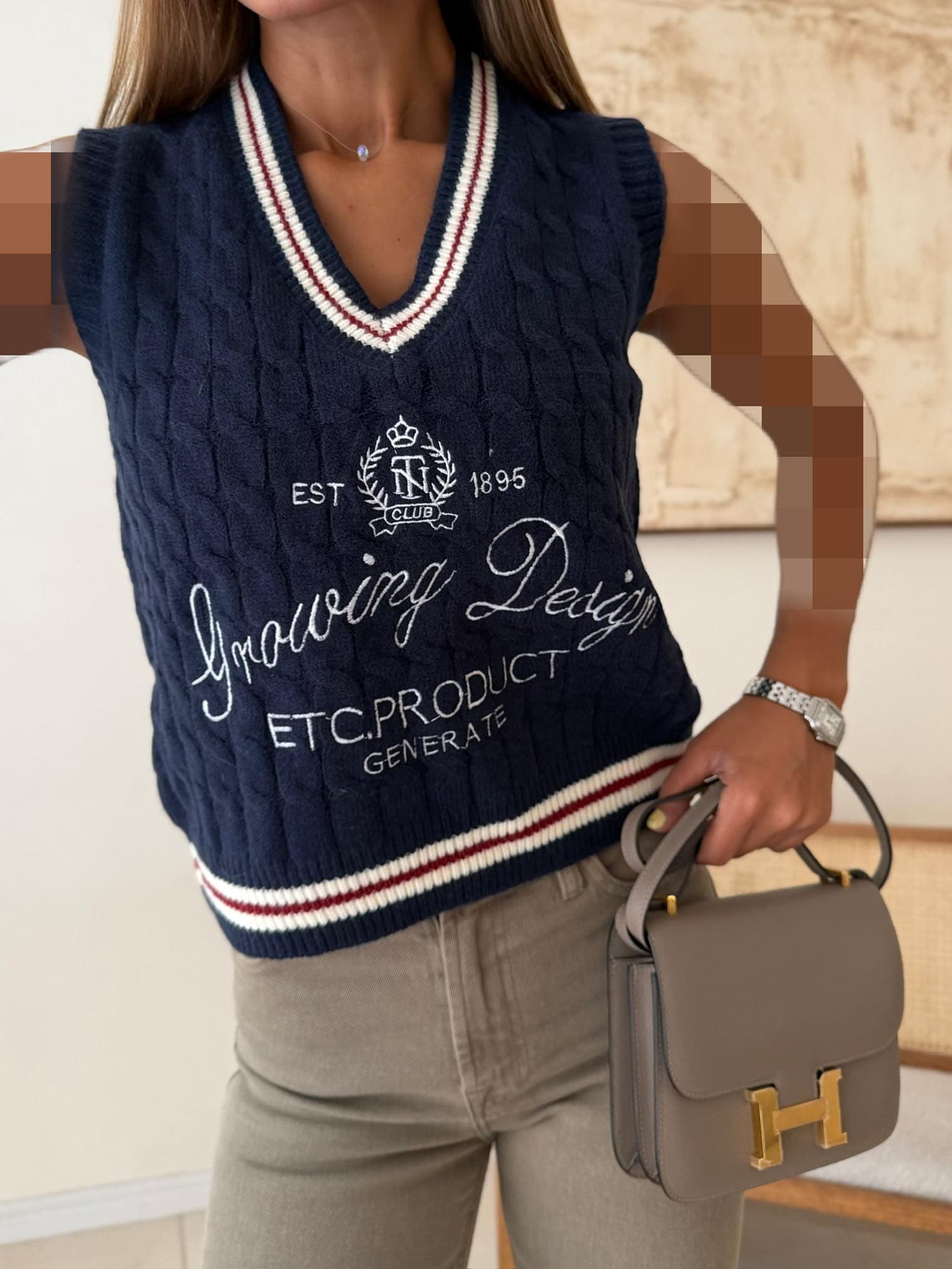 Hippie Rose Sweater Vest-Navy