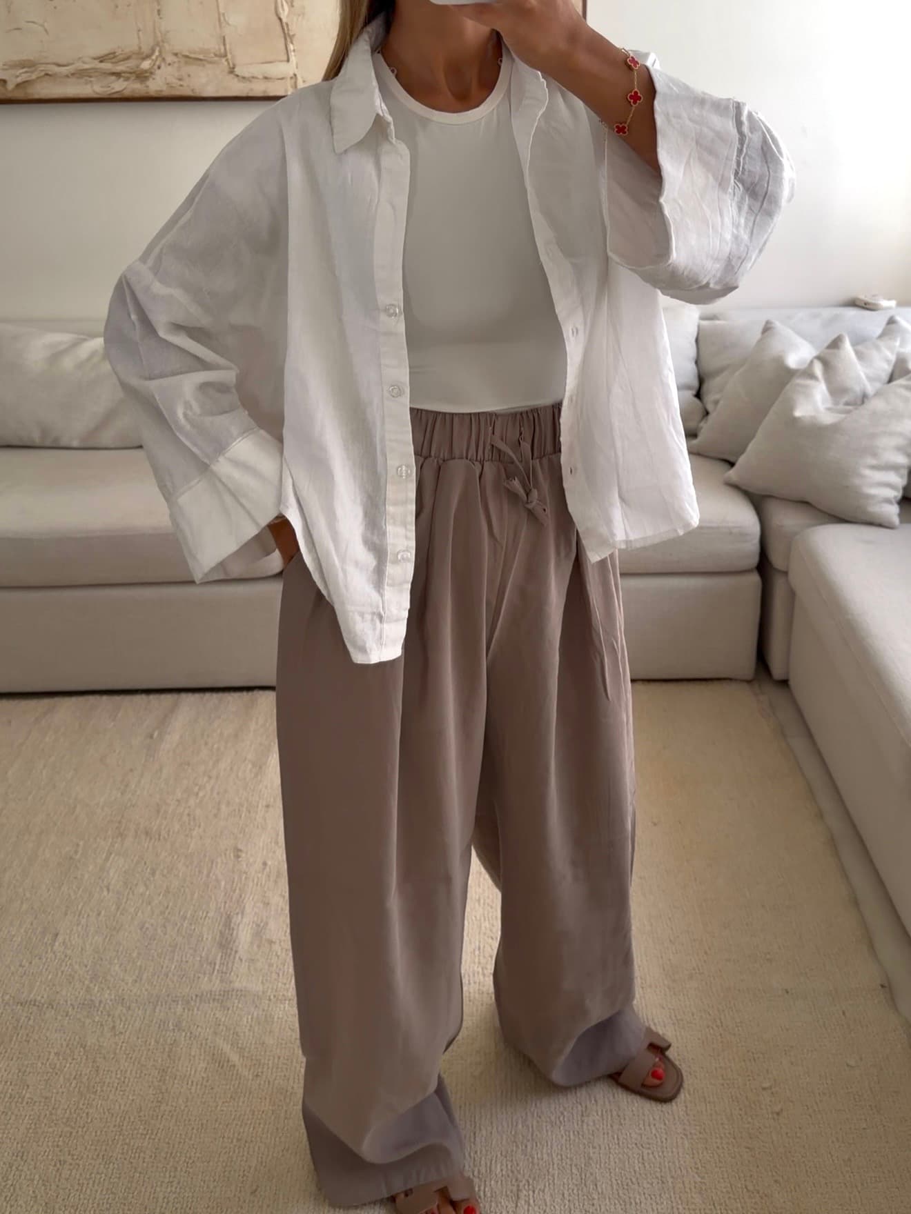 شومیز RELAXED LINEN 100% MANGO رنگ سفید