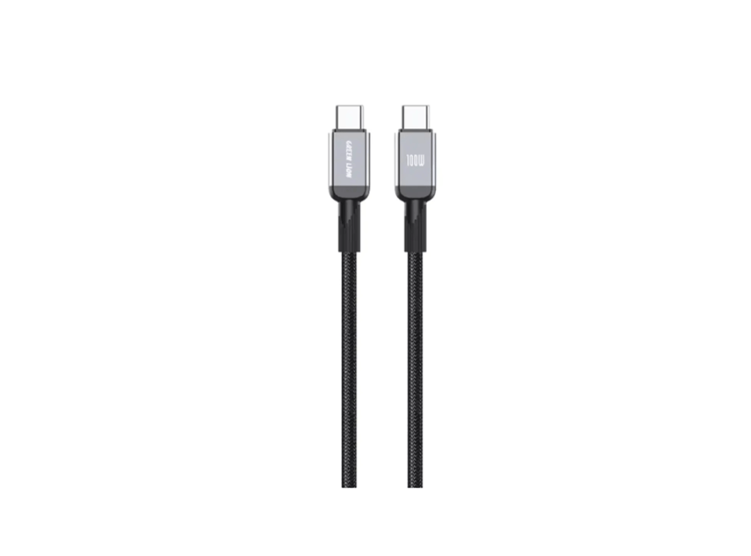 کابل شارژ دوسر تایپ سی گرین لاین 100 وات مدل GNBTC2TC100BK