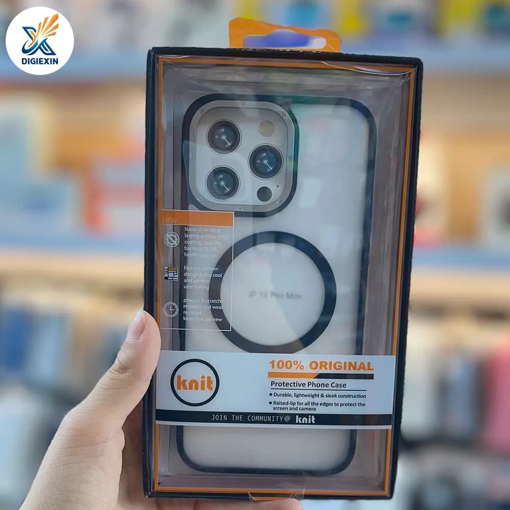 کاور برند Knit مگ‌سیف‌دار با محافظ لنز شفاف مناسب برای آیفون 16 پرومکس — تصویر ۴
