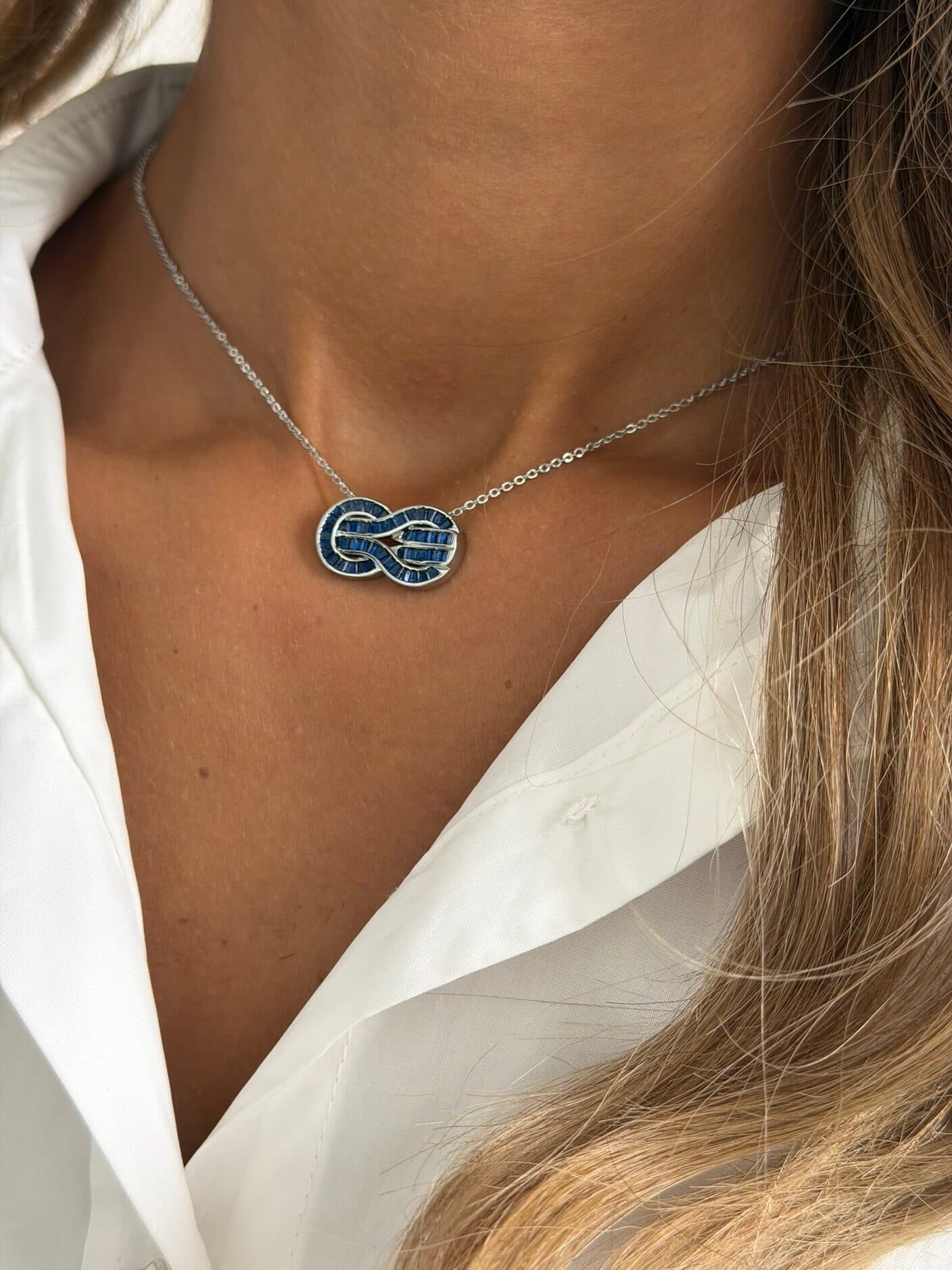 Jeweled Knot Necklace-Silver