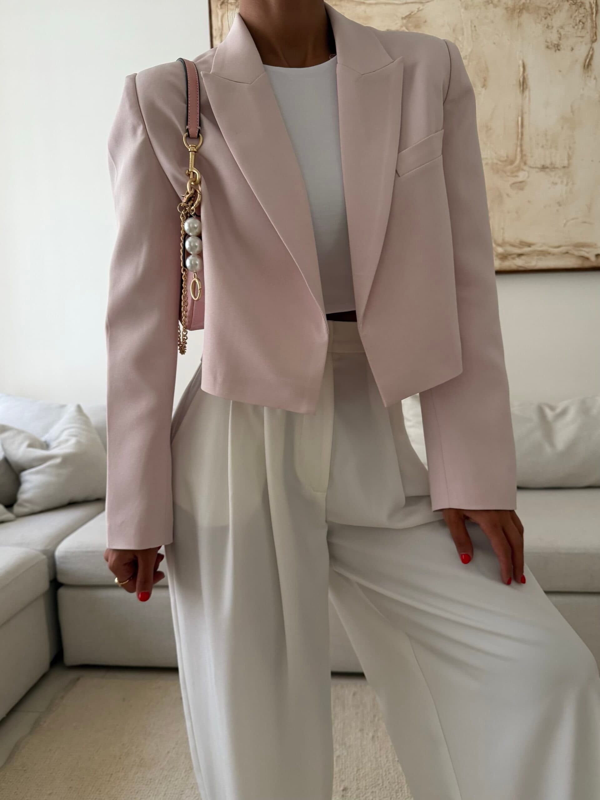 CATTLEYA | Crop Blazer Pastel pink