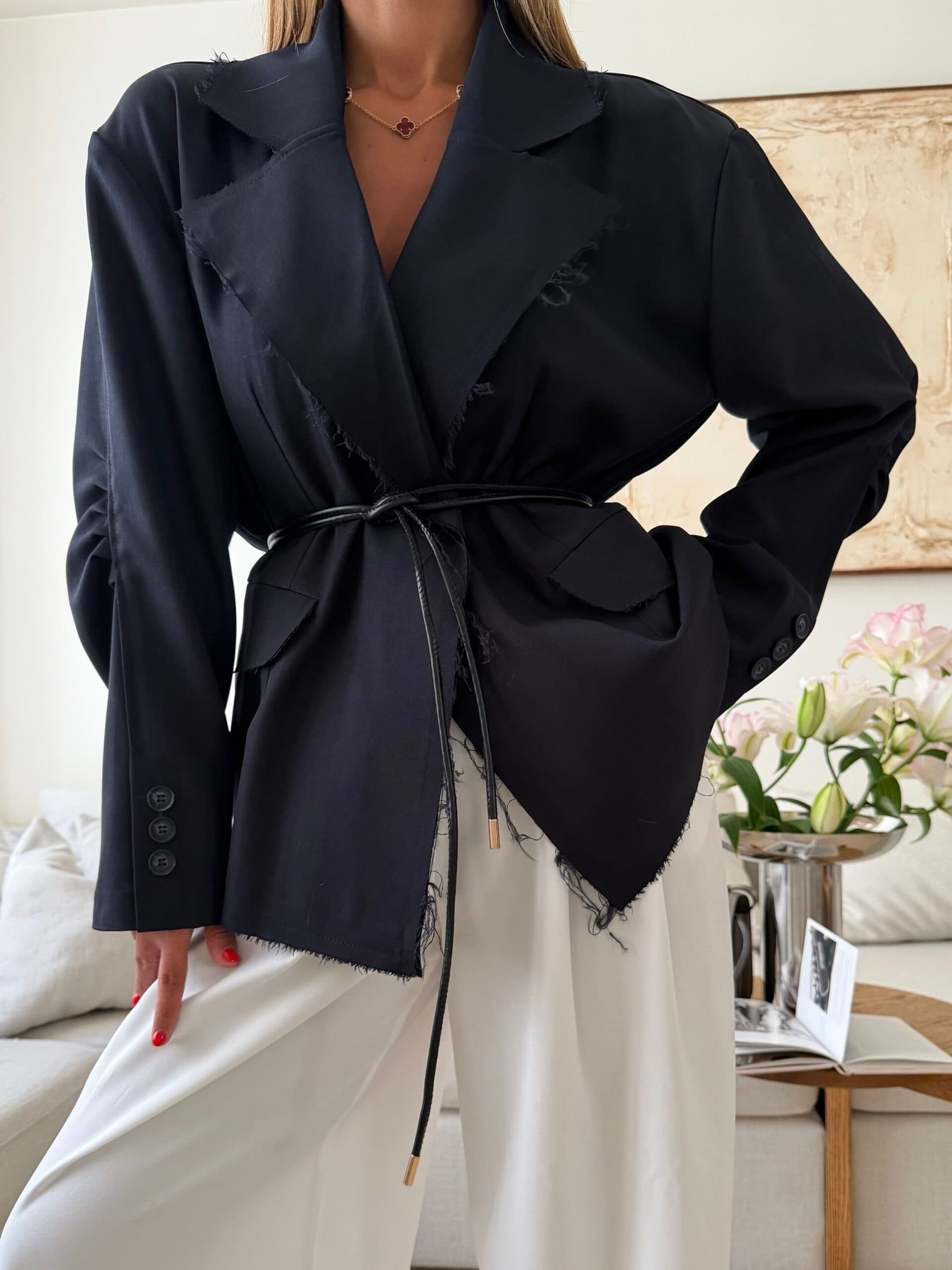CATTELYA | Raw Edge Blazer-Navy