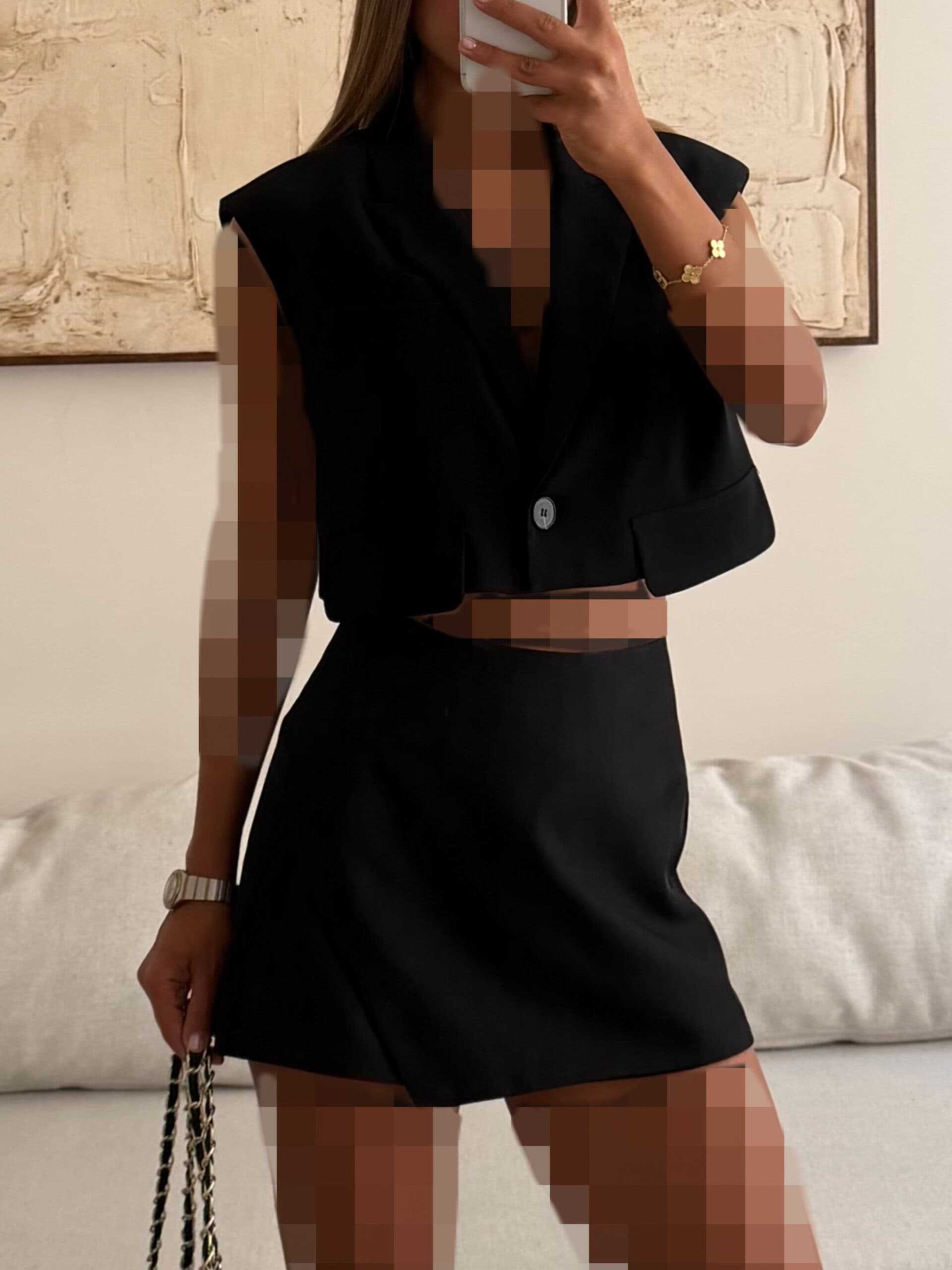 CATTLEYA | Cropped Blazer Vest Black — تصویر ۲