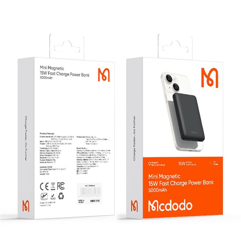پاور بانک بی سیم فست شارژ مک دودو MC-395 PD 15W ظرفیت 5000 میلی آمپر ساعت — تصویر ۶