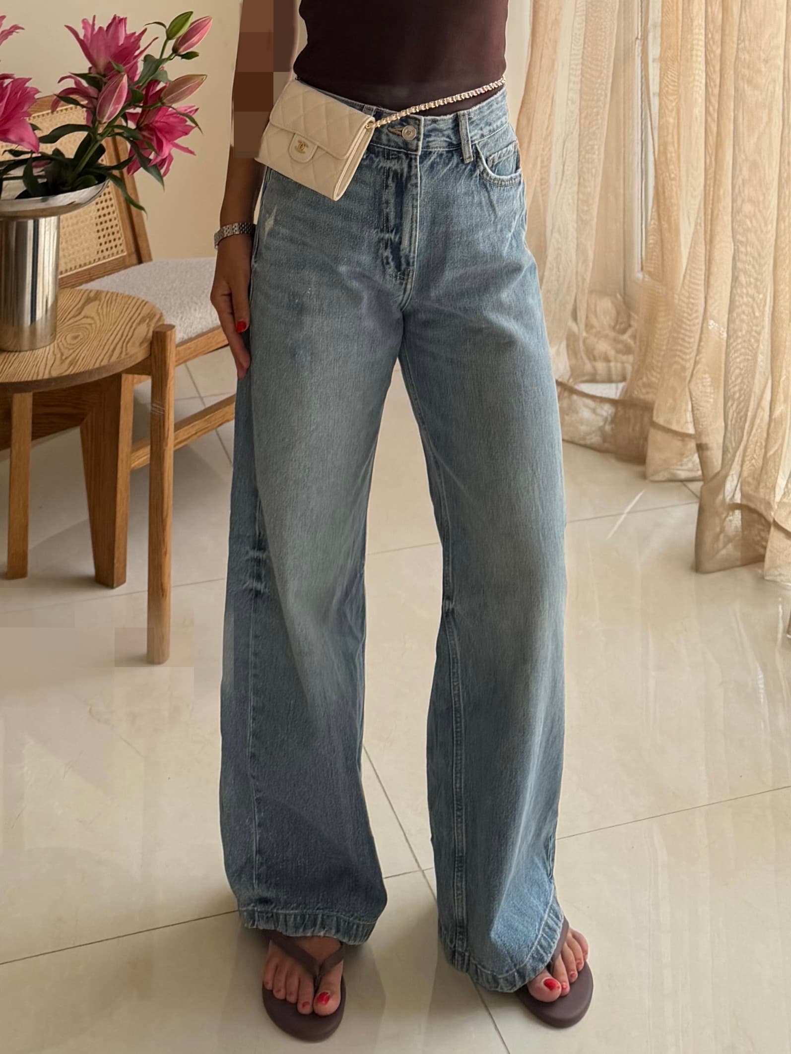 شلوار جین واید لگ Pullandbear | Medium Blue Wash — تصویر ۲