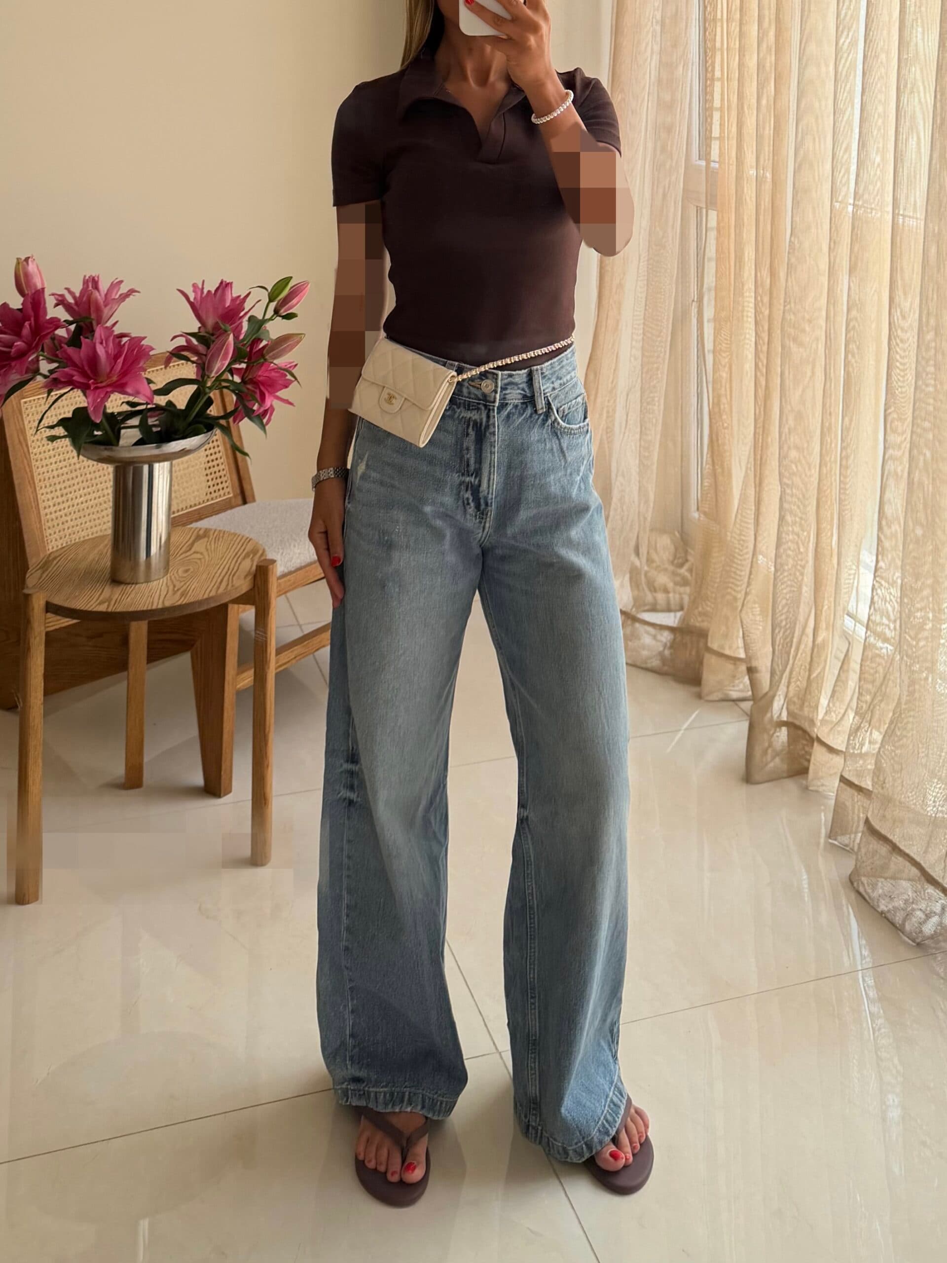 شلوار جین واید لگ Pullandbear | Medium Blue Wash — تصویر ۳