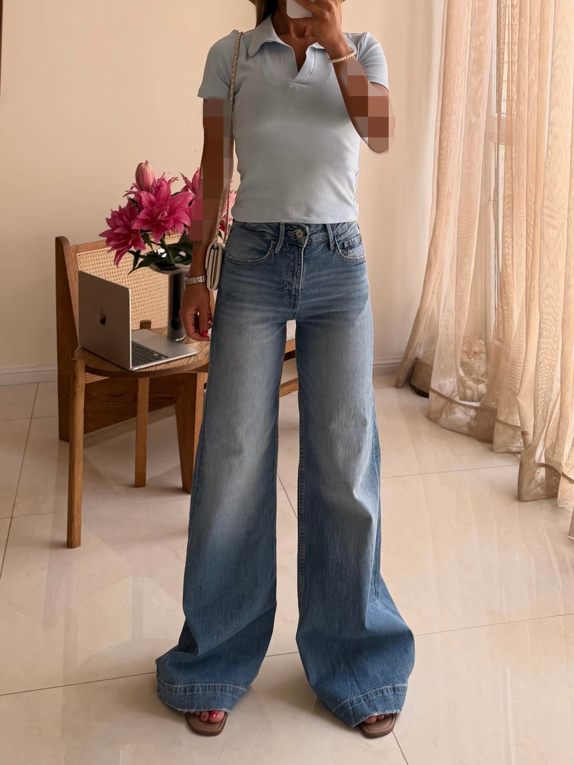 Stradivarius Super Wide Jeans | شلوار جین سوپر واید آبی کلاسیکِ استرادیواریوس — تصویر ۲