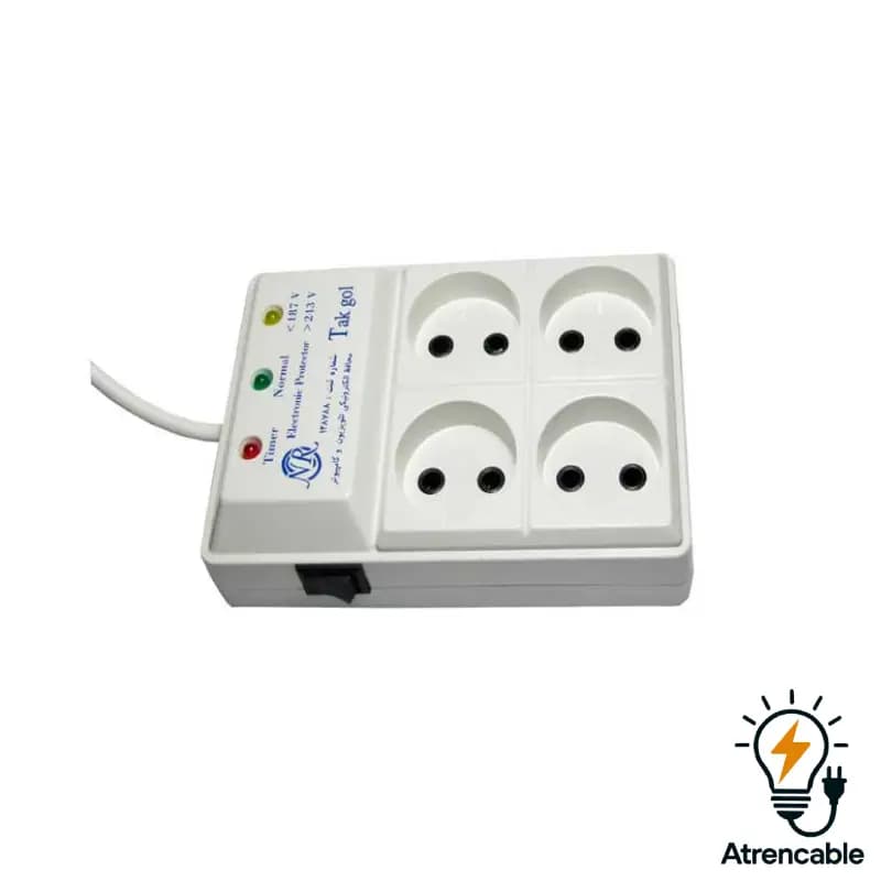 محافظ ولتاژ و چند راهی برق تک گل مدل Electronic سیم 3 متری