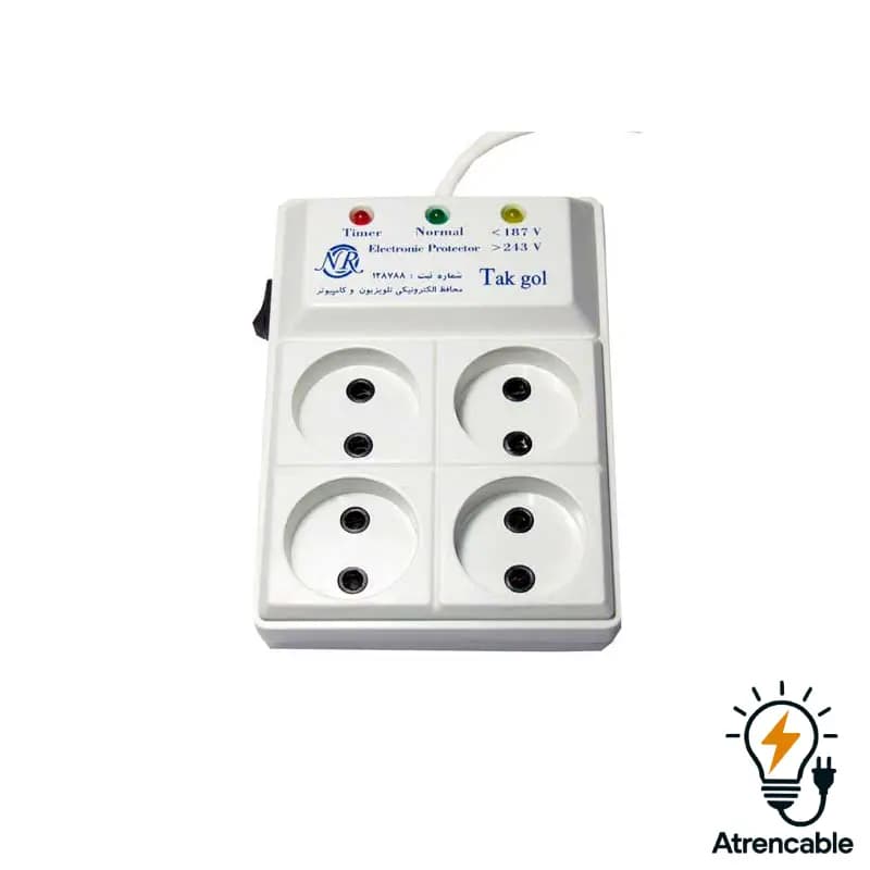 محافظ ولتاژ و چند راهی برق تک گل مدل Electronic 4 Sochets