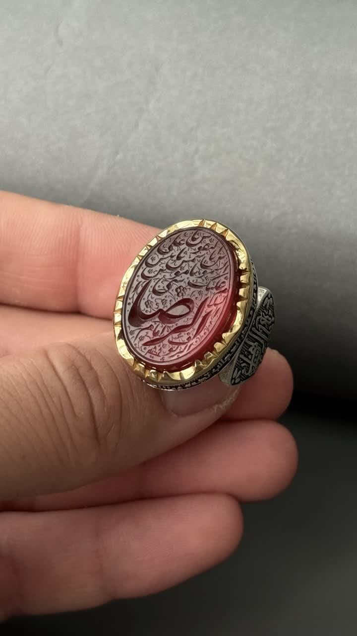 انگشتر نقره عقیق سرخ یمنی مردانه — تصویر ۵