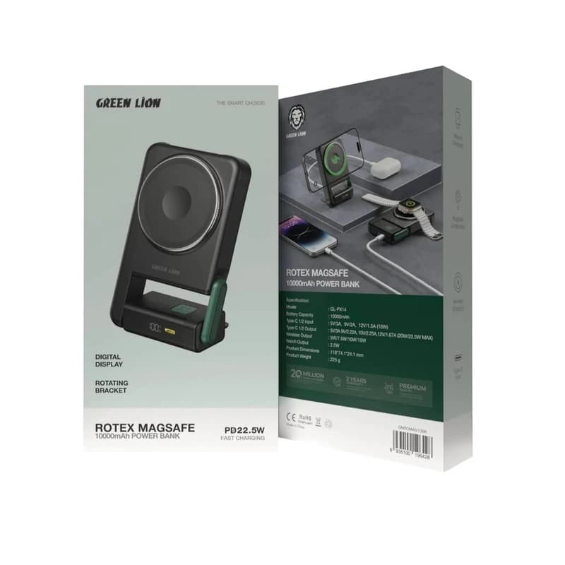 پاوربانک گرین لاین مدل ROTEX MAGSAFE ظرفیت 10000 میلیآمپر ساعت — تصویر ۵