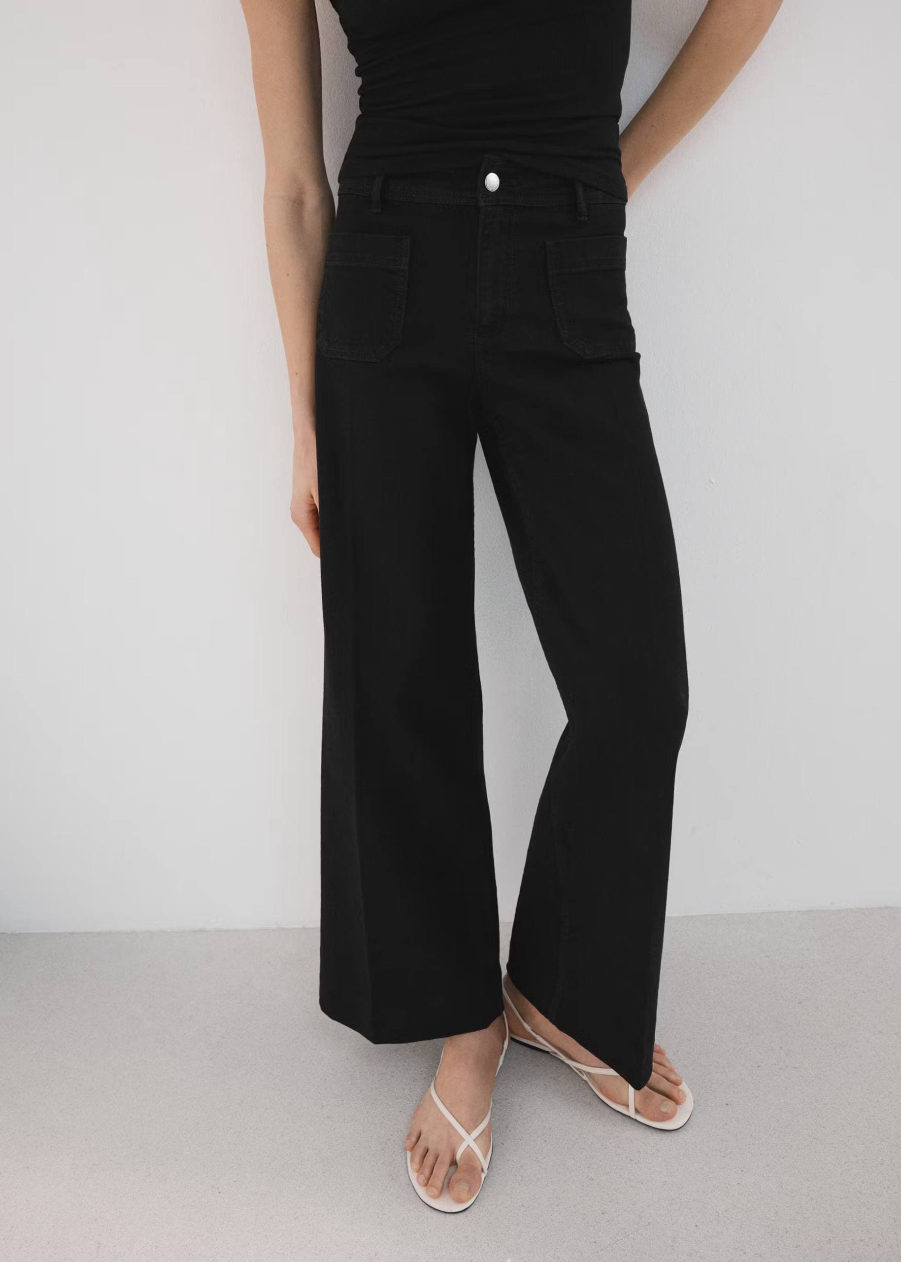 Mango |Jet Black Wide-Legs