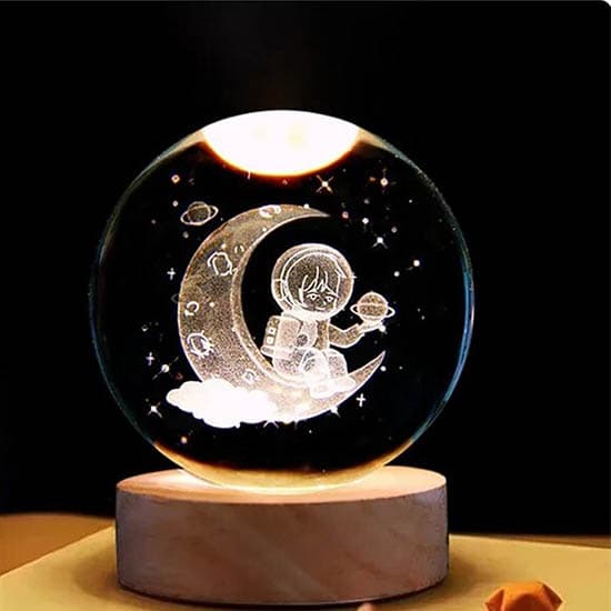 گوی شب خواب گوی کریستالی فضانورد و ماه و منظومه سایز6