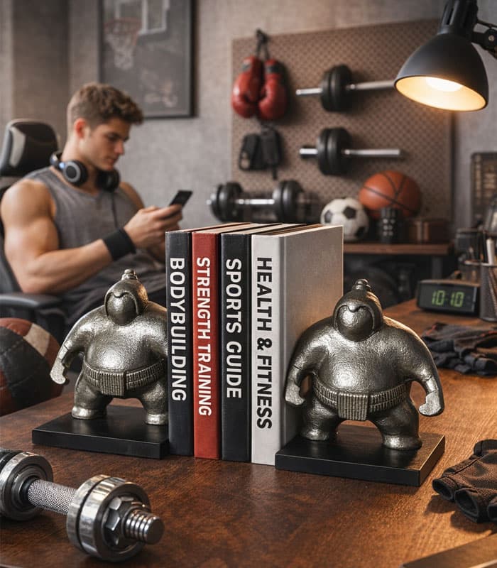 هولدر کتاب طرح سومو رزینی با پایه چوبی | Bookend Sumo Style — تصویر ۶