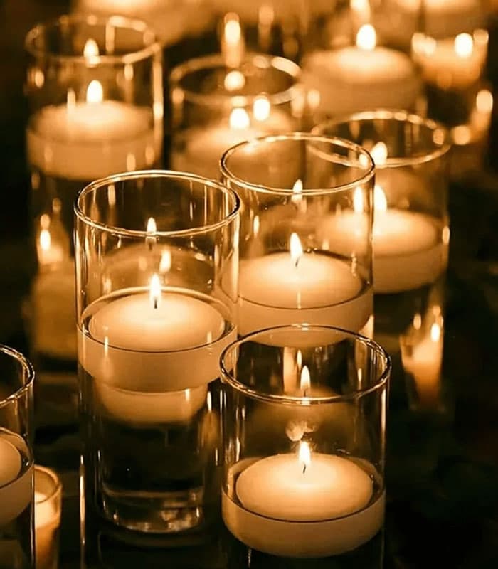 شمع رو آبی سفید قطر ۷ سانتی‌متری | بسته ۴ عددی — تصویر ۵