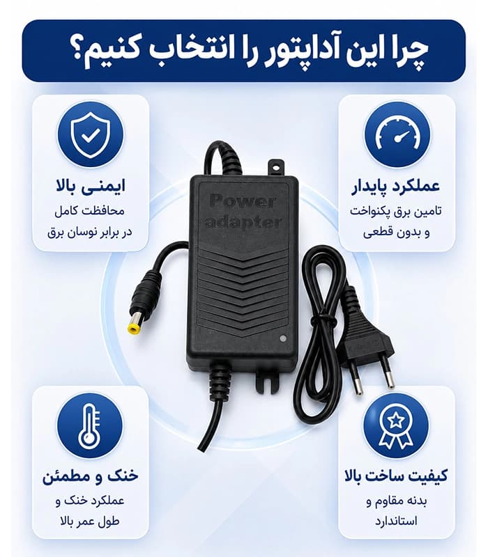 آداپتور 12 ولت 2 آمپر وارداتی درجه یک مدل B1220 — تصویر ۸