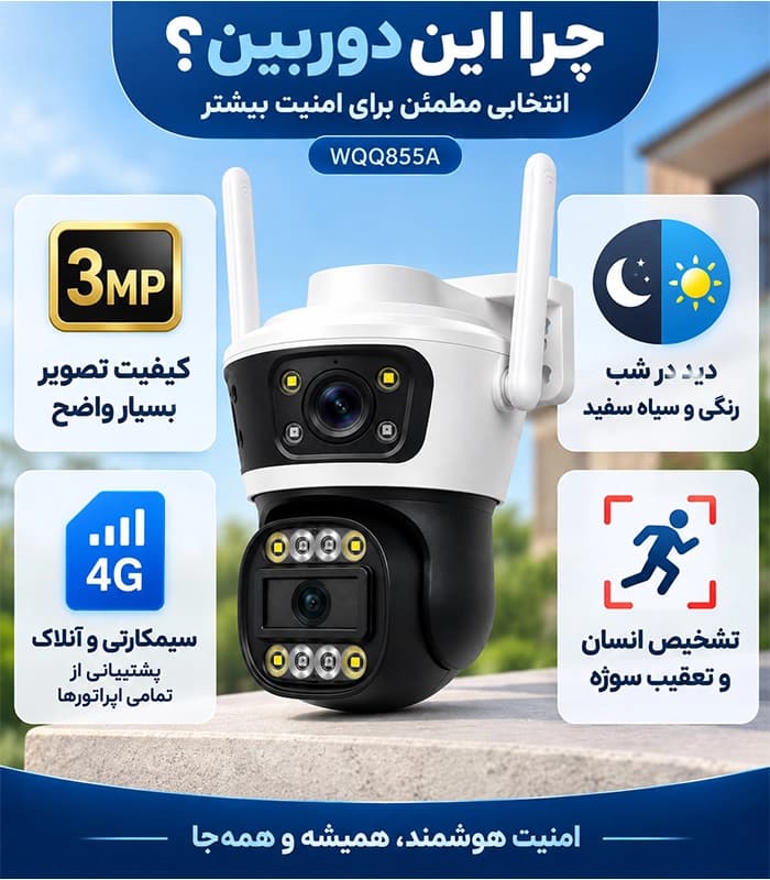 دوربین سیمکارتی 4G سه لنز اوکم مدل WQQ855A — تصویر ۷