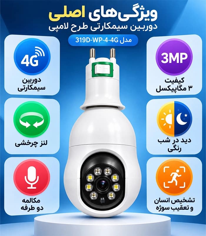 دوربین سیمکارتی 4G لامپی اوکم مدل DP 319D-WP-4-4G — تصویر ۶