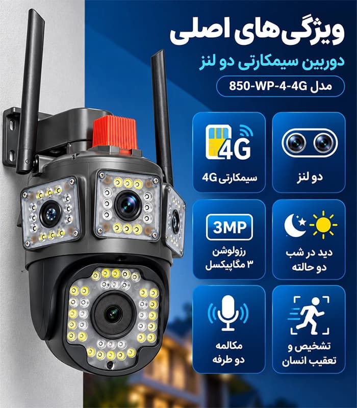 دوربین سیمکارتی 4G دو لنز اوکم مدل QQ850-WP-4-4G — تصویر ۶