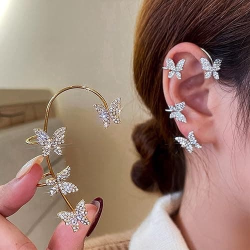 گوشواره مدل ایرکاف طرح پروانه نقره ای — تصویر ۲