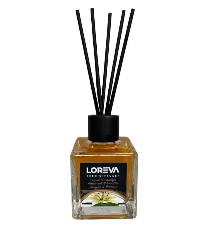 دیفیوزر چوبی LOREVA – رایحه پاکولی و وانیلا (Patchouli & Vanilla)