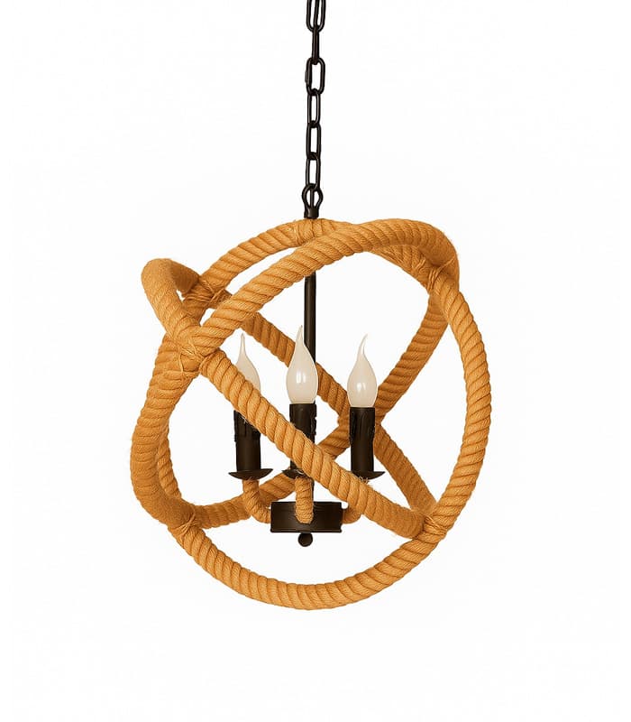 لوستر روستیک فلزی با طراحی طناب پیچی