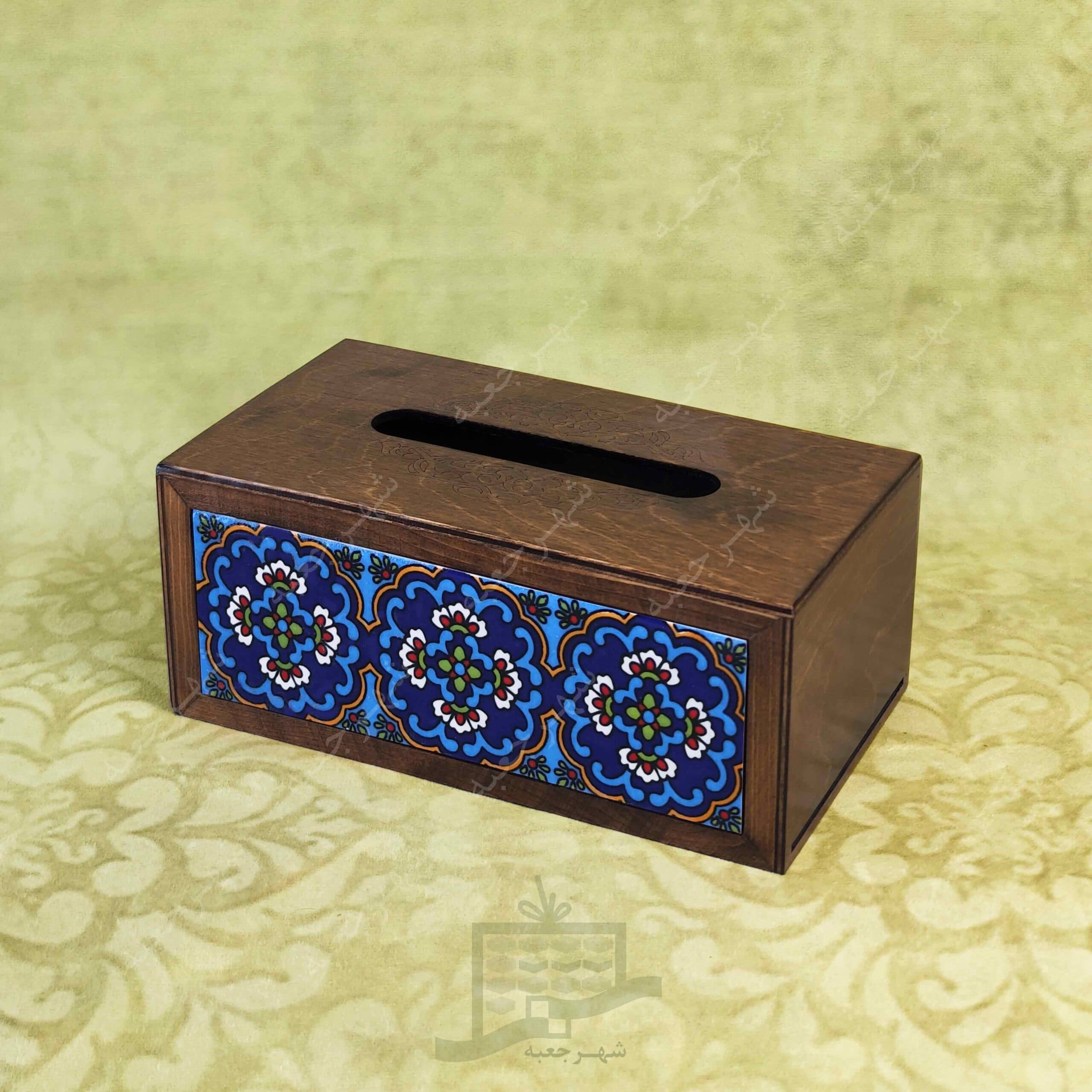 جعبه دستمال کاغذی چوبی (طرح B1)-جای دستمال کاغذی فانتزی و شیک،سنتی،کاشی