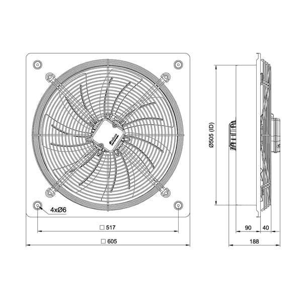 هواکش صنعتی 50سانت 270 وات ایلکا سه فاز مدل VIK-50A4T-L — تصویر ۲