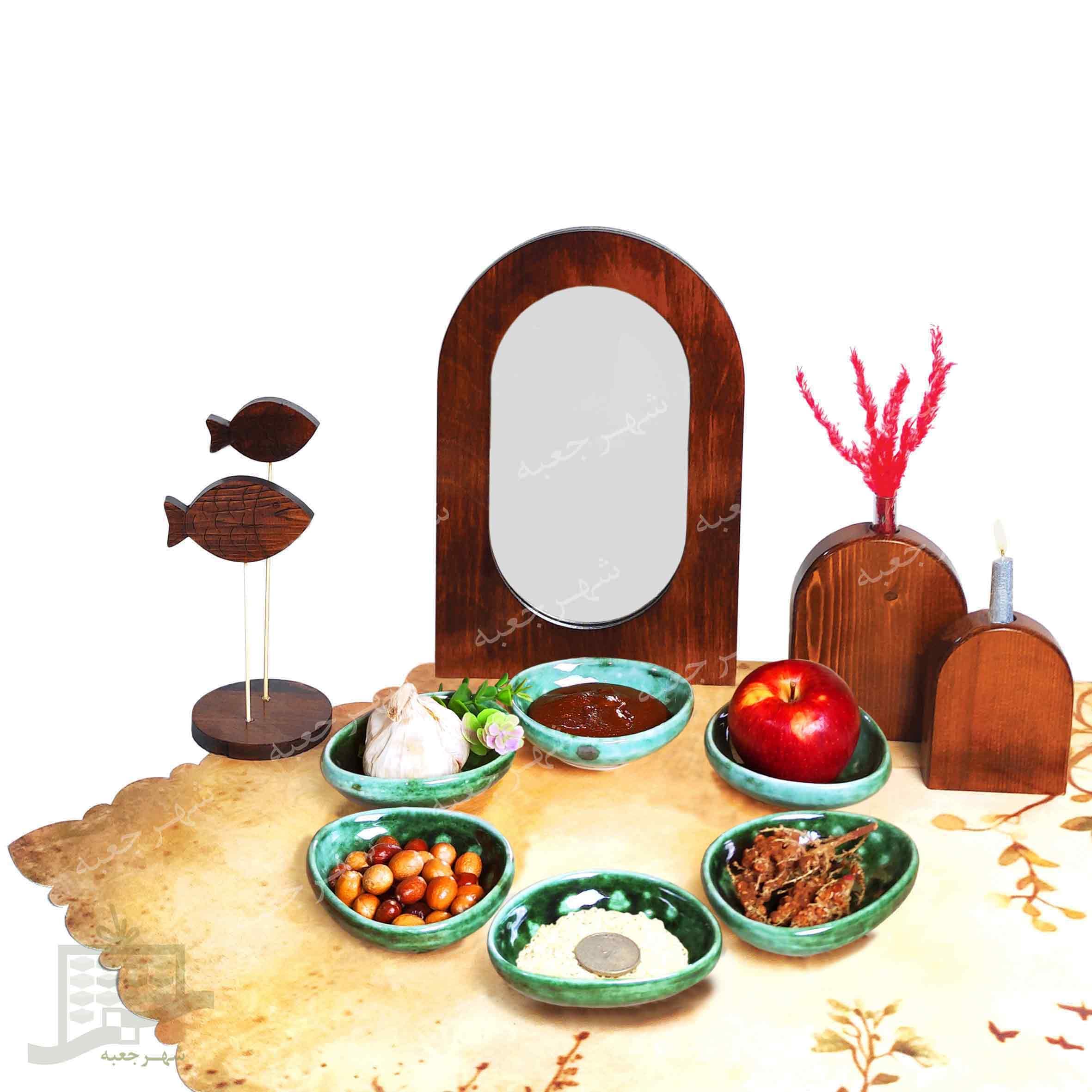 هفت سین (کد 28.1) به همراه سفره مخمل|خاص،ایرانی،چوبی،رزین،سفالی