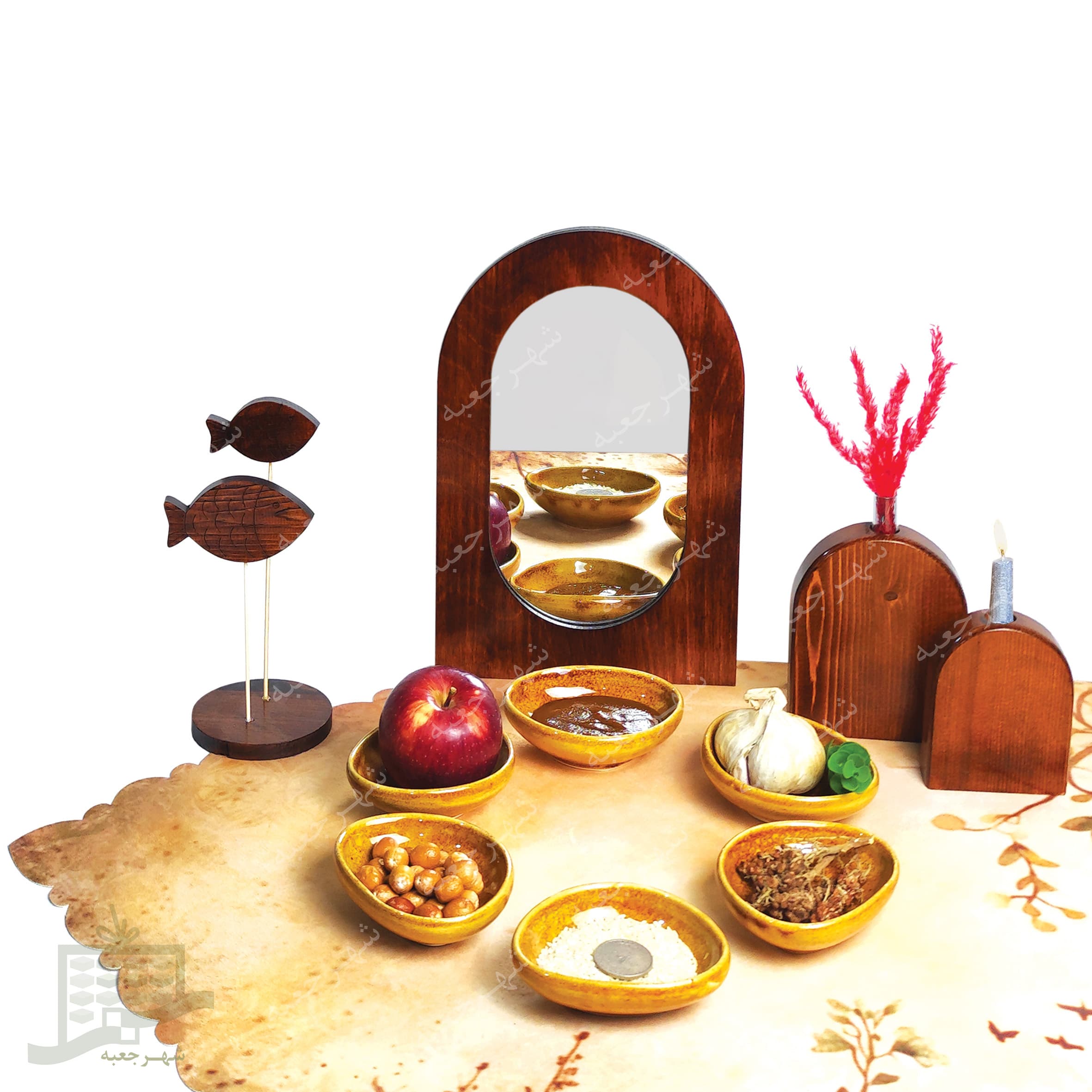 هفت سین (کد 28) به همراه سفره مخمل|خاص،ایرانی،چوبی،رزین،سفالی