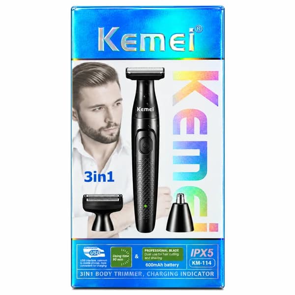ست ماشین اصلاح و تریمر بدن کیمی مدل KM-114 سه‌ کاره — تصویر ۲