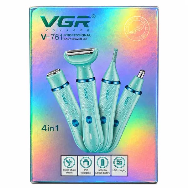 ست اصلاح بانوان وی جی آر مدل V-761 چهار کاره — تصویر ۲