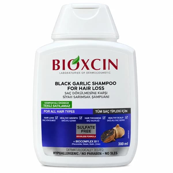 شامپو ضد ریزش سیر سیاه بیوکسین حاوی BioComplex B11 فاقد سولفات حجم 300 میل
