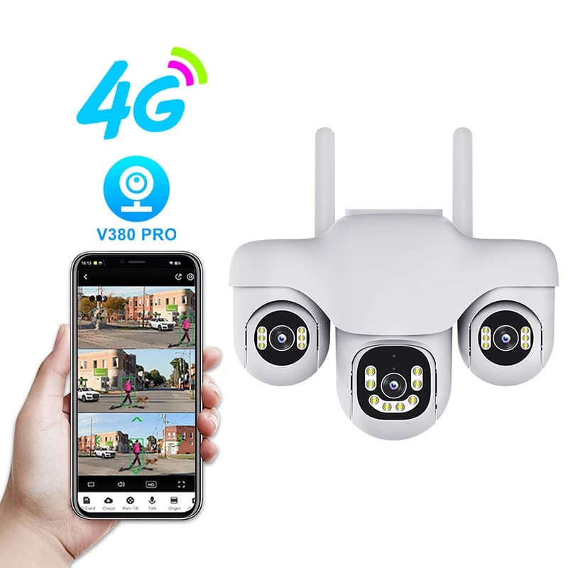 دوربین مینی اسپیددام سیمکارتی 3مگاپیکسل سه لنز شش موتوره آژیر دار V380 Pro مدل SC31-G-L — تصویر ۳