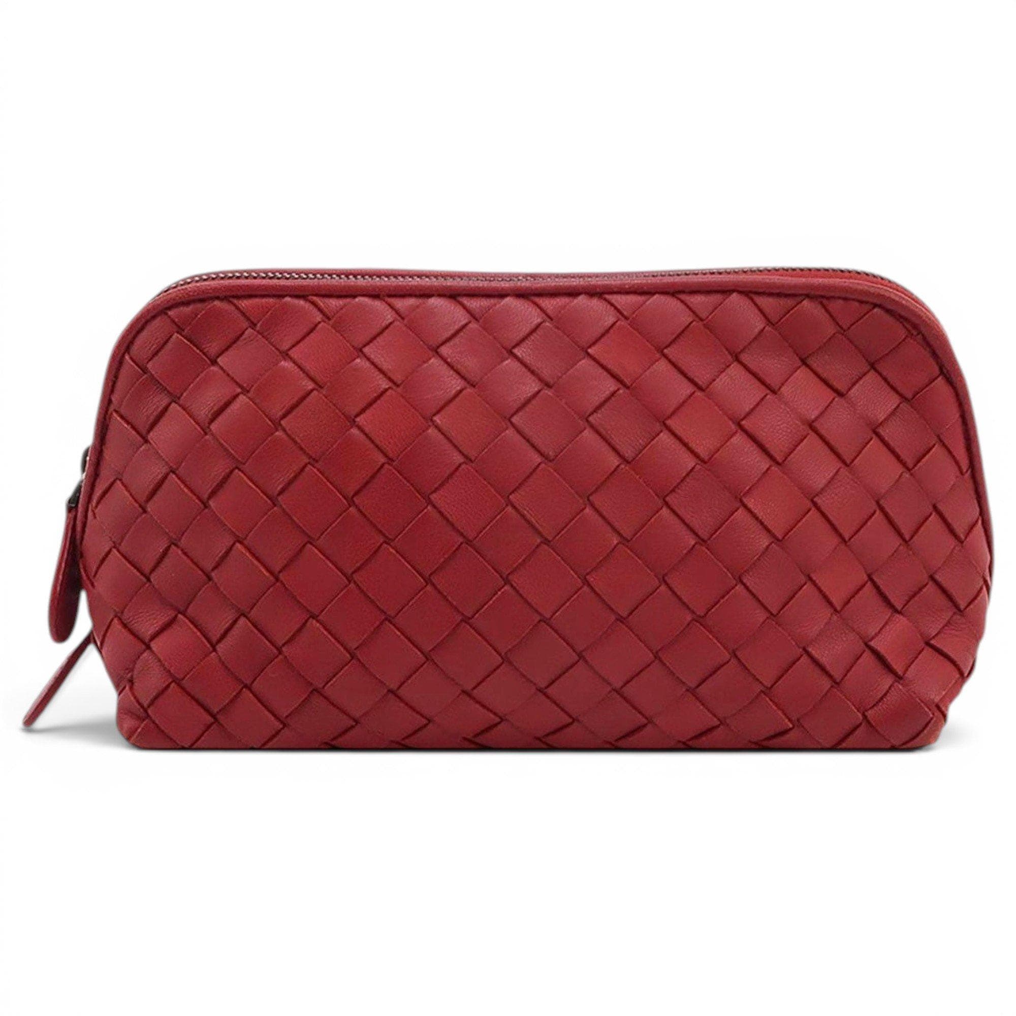 کیف آرایش لانکوم طرح چرم رنگ Cherry Red