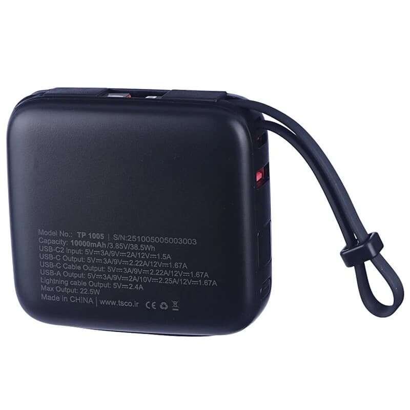 پاور بانک فست شارژ تسکو TP 1005 PD QC3.0 22.5W ظرفیت 10000 — تصویر ۷