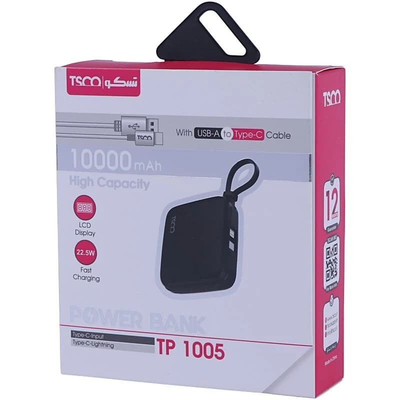 پاور بانک فست شارژ تسکو TP 1005 PD QC3.0 22.5W ظرفیت 10000